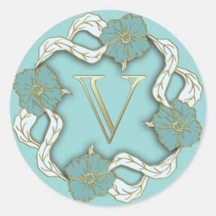 Första V-klistermärken i monogram Runt Klistermärke