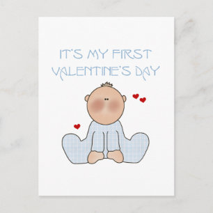 Första valentin för pojke dag helg vykort