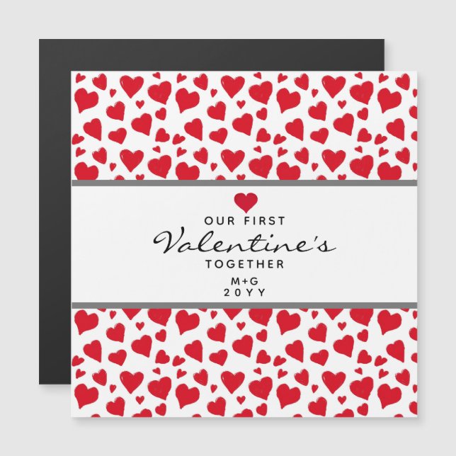 Första Valentines day tillsammans Hearts Personlig (Fram/baksida)