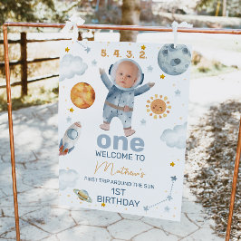 Första välkomstskylten Resa runt Sol 1:a födelseda Fototryck