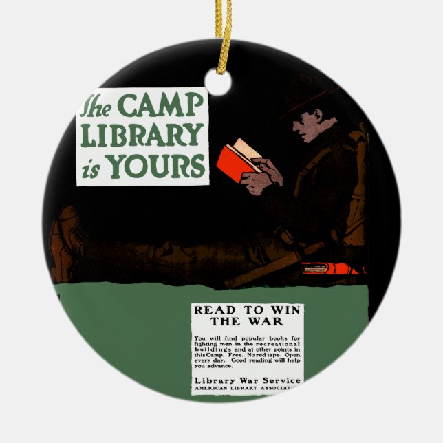 Första världskriget Camp Library 1917 Militär  Julgransprydnad Keramik (Framsidan)