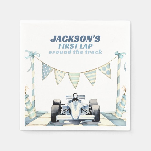 Första varvet runt banan Racingbil 1-årsdag Pappersservett (Framsidan)