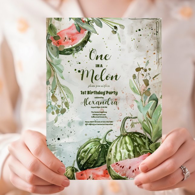 Första vattenmelonfödelsedagen inbjudningar (Skapare uppladdad)