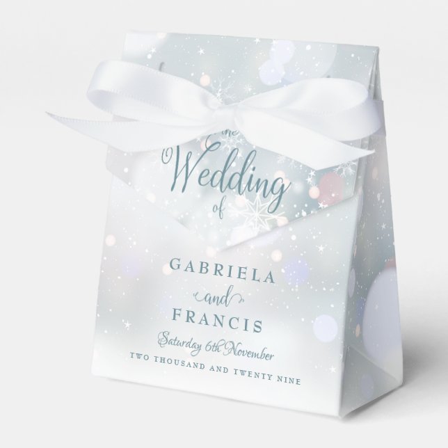 Första vinter snöflingor bröllopspresentlåda presentaskar (Framsidan Sidan)