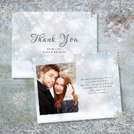 Första vinter snöflingor Elegant Script Foto Tack Kort