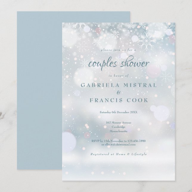 Första vinter snöflingor par baby shower-inbjudan inbjudningar (Fram/baksida)