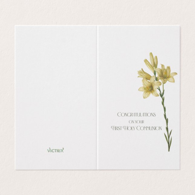 Första visitkortet med Lily-bild av Redoute Kort (Utsida ovikt)