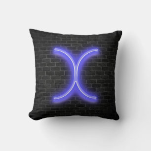 Första X i Neon Marquee på brick Kudde