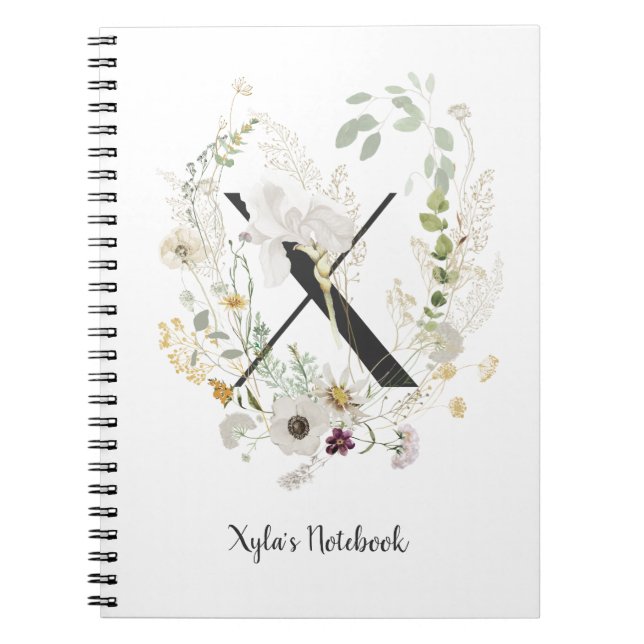 Första X med mjuk färg-blommor, Anpassningsbar Anteckningsbok (Framsidan)