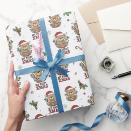 Första Xmas Teddybjörnsgåva Presentpapper