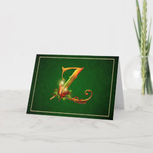 Första Z Monogram-Eleganten, julskydd Helgkort