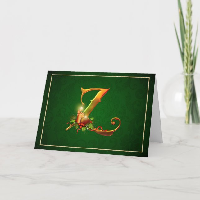 Första Z Monogram-Eleganten, julskydd Helgkort (Framsida)