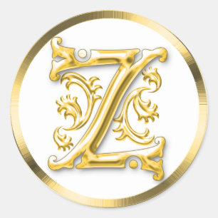 Första Z Round Sticker i Guld Runt Klistermärke