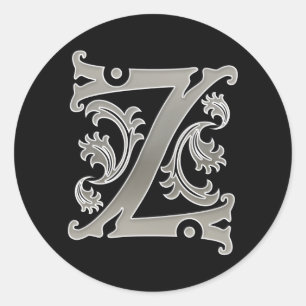 Första Z Round Sticker i silver Runt Klistermärke