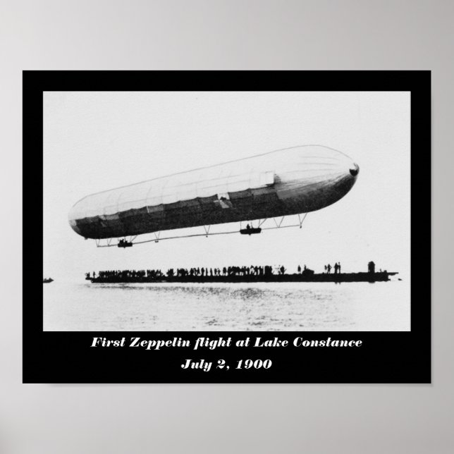 Första Zeppelinflygningen i Sjö Constance Poster (Framsidan)