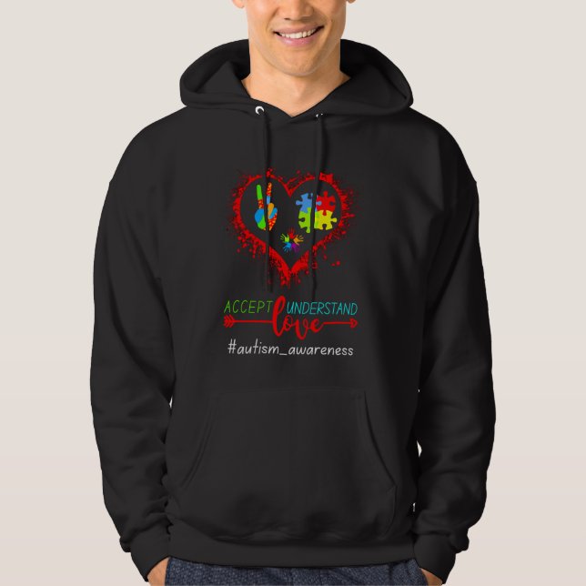 Förståelse för autism Accepterar Kärlek Hoodie (Framsida)