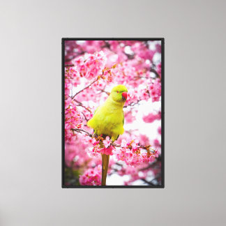 Förstannat Kanvastryck - Parakeet för Blommar av k