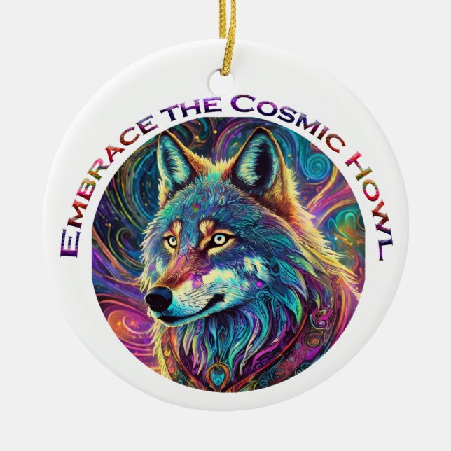 Förstärka Vargen Cosmic Howl Julgransprydnad Keramik (Framsidan)