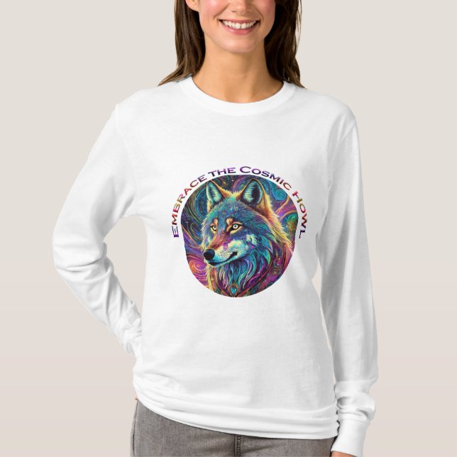 Förstärka Vargen Cosmic Howl T Shirt (Framsida)