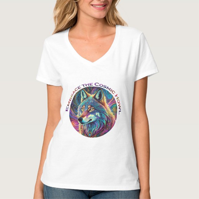 Förstärka Vargen Cosmic Howl T Shirt (Framsida)