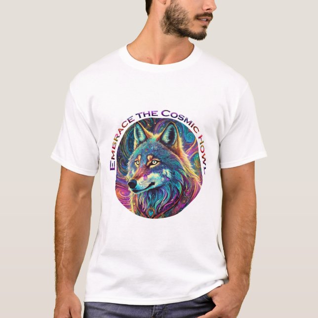 Förstärka Vargen Cosmic Howl T Shirt (Framsida)