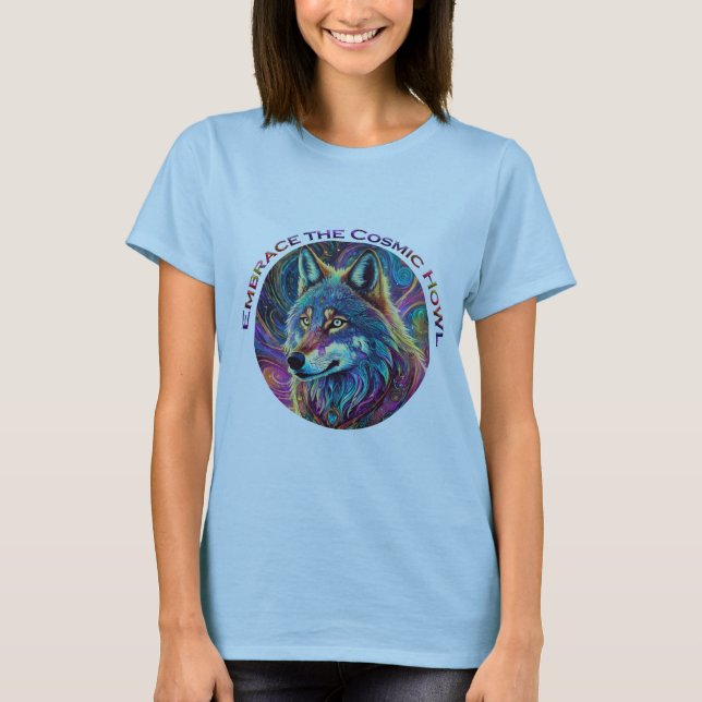 Förstärka Vargen Cosmic Howl T Shirt (Framsida)