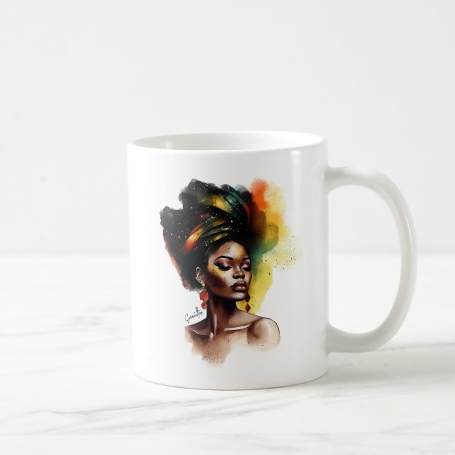 Förstärkt afrikansk-amerikansk kvinna (2) kaffemugg (Höger)