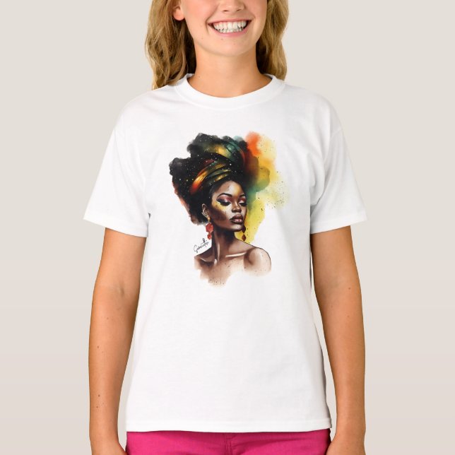 Förstärkt afrikansk-amerikansk kvinna (2) t shirt (Framsida)