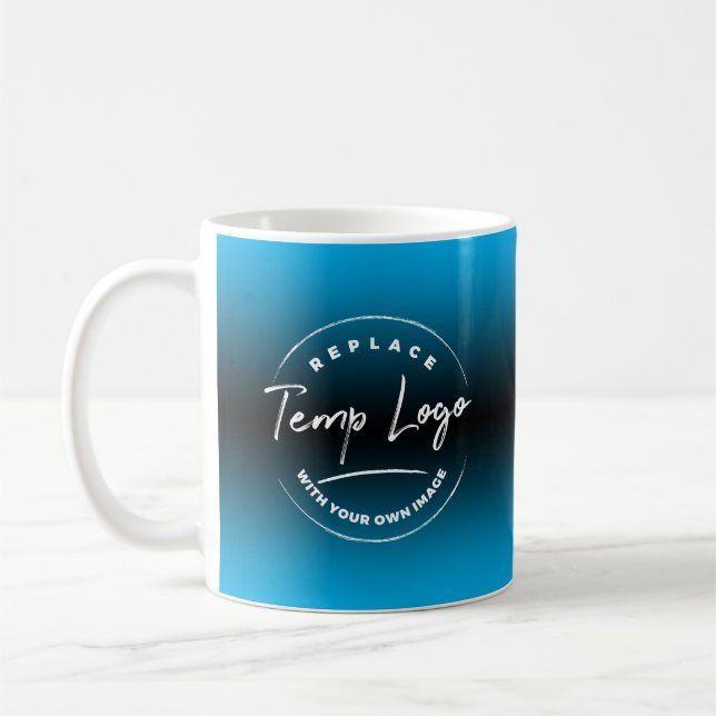 Förstärkt med din Logotyp, Blue Ombre Kaffemugg (Vänster)