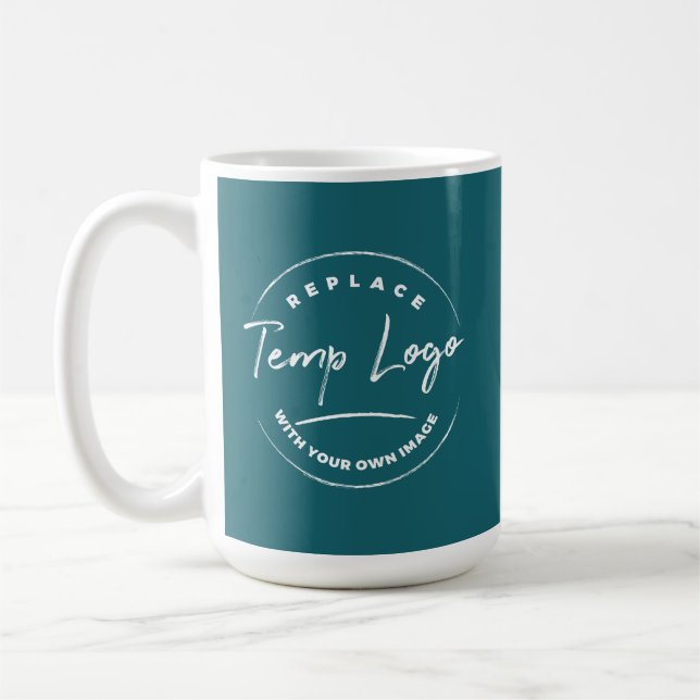 Förstärkt med din Logotyp, Mörk Teal Kaffemugg (Vänster)