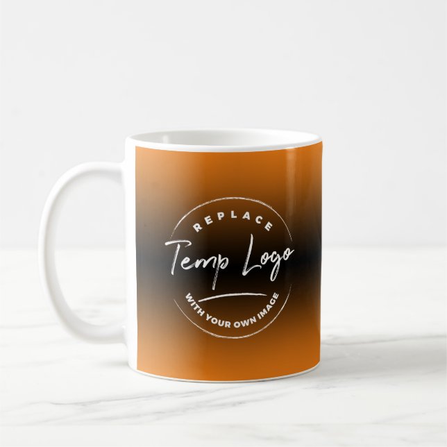 Förstärkt med din Logotyp, Orange Ombre Kaffemugg (Vänster)