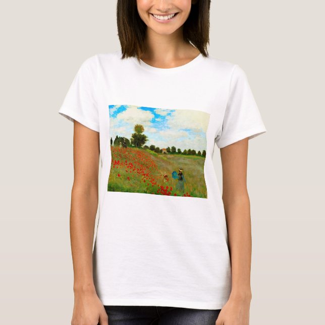 Förstärkt vallmo Fält av Claude Monet T Shirt (Framsida)