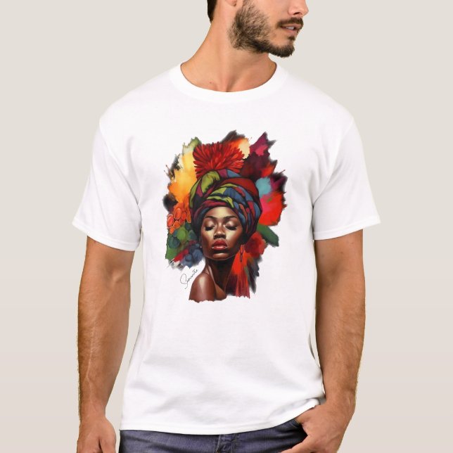 Förstärkta afrikansk-amerikanska kvinnor t shirt (Framsida)