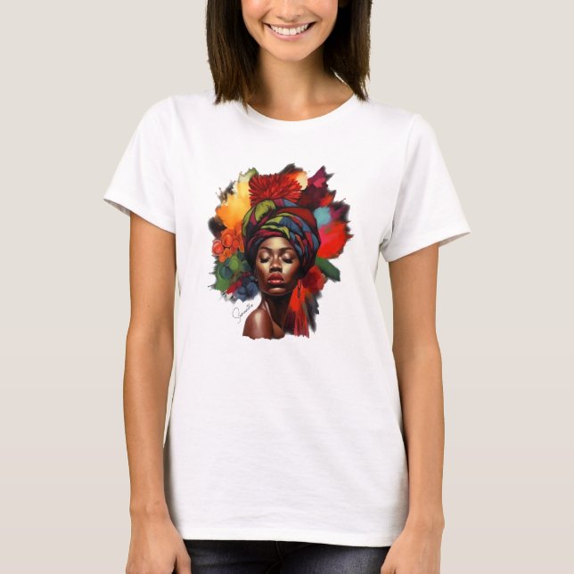 Förstärkta afrikansk-amerikanska kvinnor t shirt (Framsida)