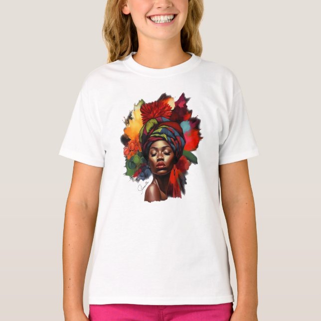 Förstärkta afrikansk-amerikanska kvinnor t shirt (Framsida)