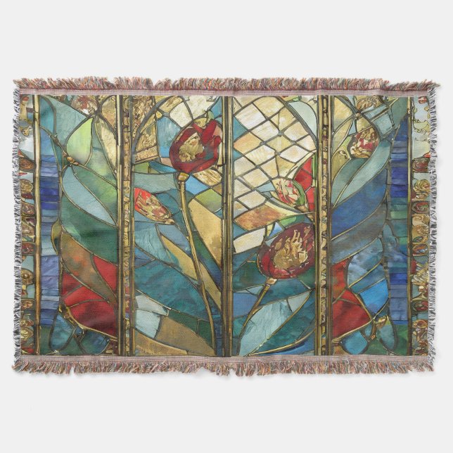 Förstärkta rödchefspoppies i soluppgång filt (Framsidan)