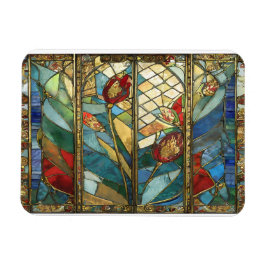 Förstärkta rödchefspoppies i soluppgång magnet