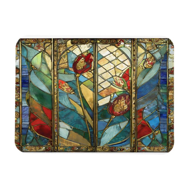 Förstärkta rödchefspoppies i soluppgång magnet (Horisontell)