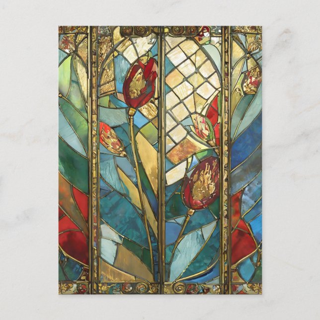 Förstärkta rödchefspoppies i soluppgång vykort (Framsida)