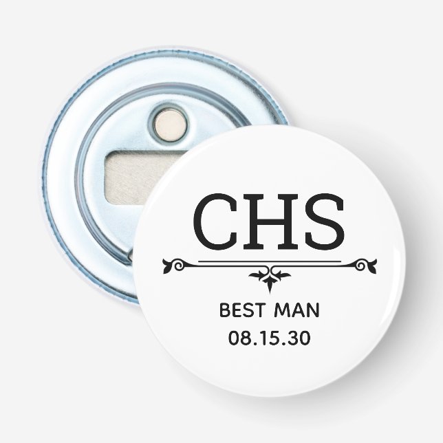 Förste Bröllopsvittnes Initialer Flasköppnare (Framsidan)