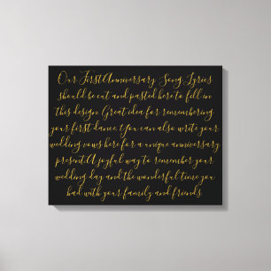Förste Dance Sång Lyrics Årsdag Gift Newlyed Canvastryck