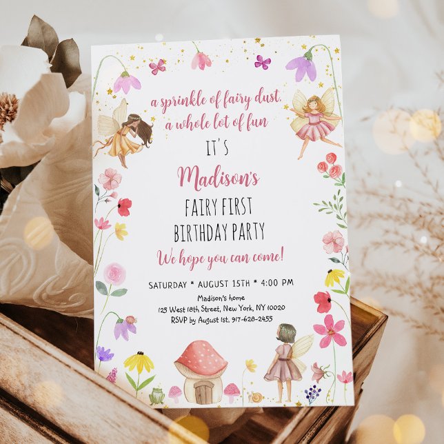 Förste födelsedag för Fairy Garden Inbjudningar (Skapare uppladdad)