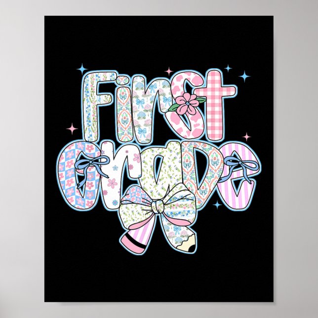 Förste Klass Back to school Coquette Preppy Pencil Poster (Framsidan)