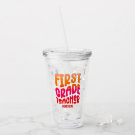 Förste Klass Lärare Orange Röd Ombre Take Away Mugg