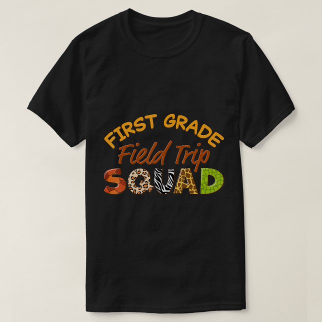 Förste Klass Studenter School Zoo Fält Resa Squad  T Shirt (Design framsida)