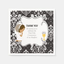 Förste kommunice African American Black Damask Pappersservett