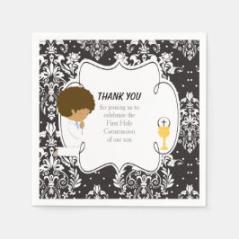 Förste kommunice African American Black Damask Pappersservett
