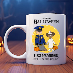 Förste Räddare Polisman Sjuksköterska Halloween Kaffemugg