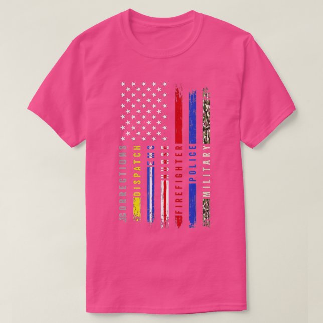 Förste responders Hero Flagga Nurse EMS Police Fir T Shirt (Design framsida)