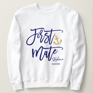 Förste styrman, brudtärna, blå nautisk t shirt